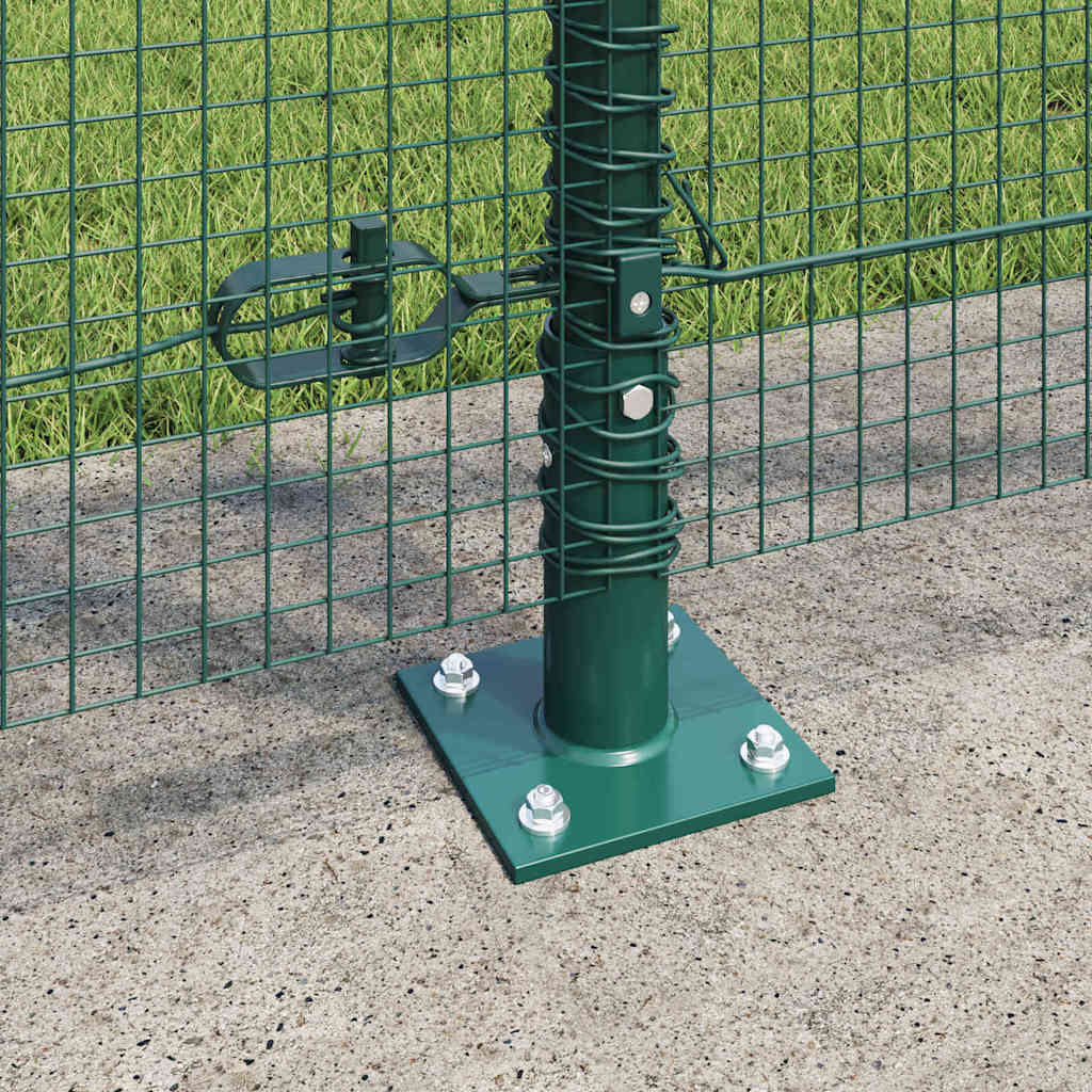Recinzione Metallica Saldata con Pali e Base in Cemento 25 x 1,2 m Verde