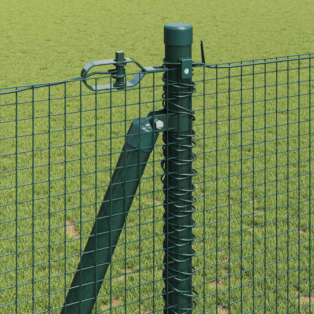 Recinzione Metallica Saldata con Pali e Base in Cemento 25 x 1,2 m Verde