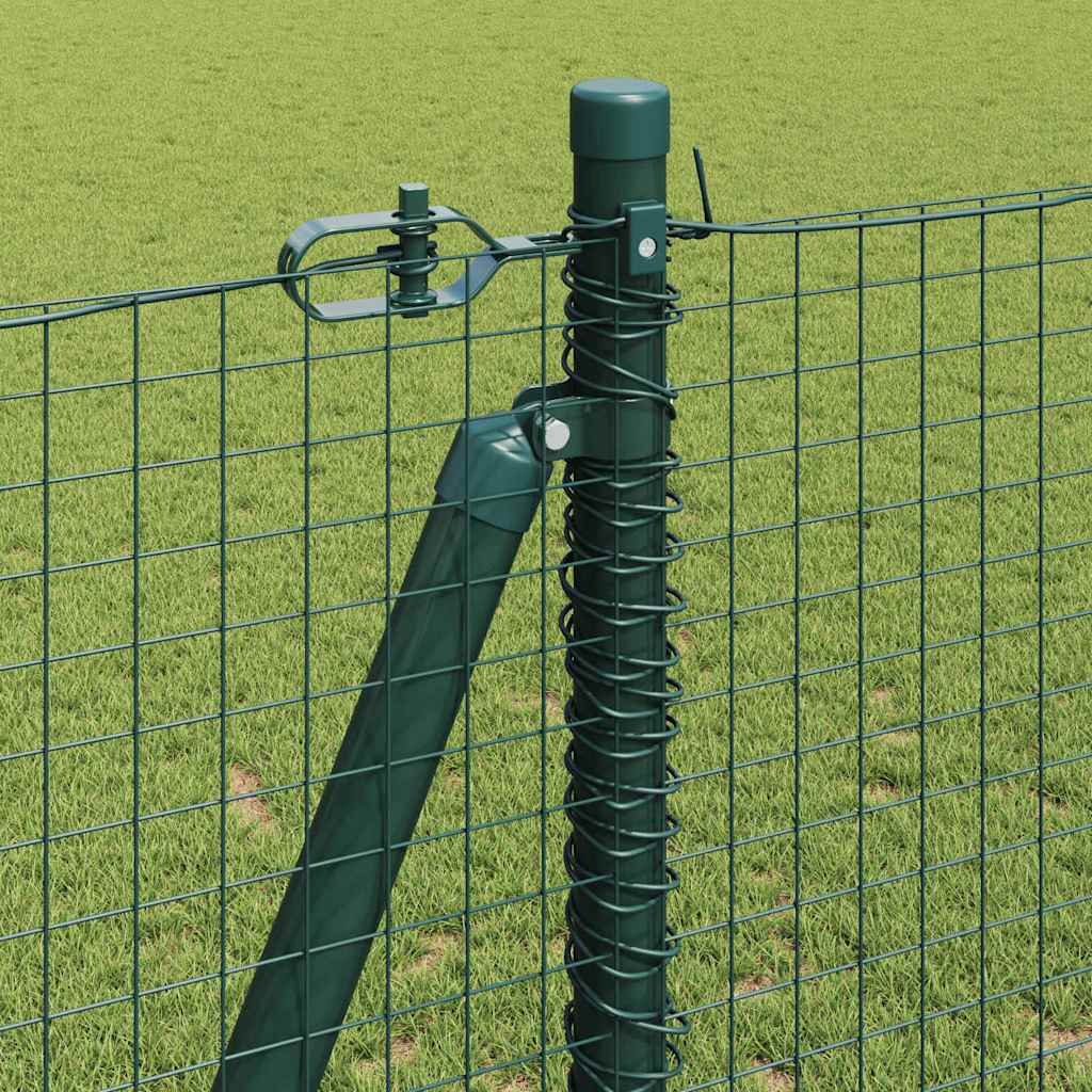 Recinzione Metallica Saldata con Pali e Base in Cemento 25 x 1,2 m Verde