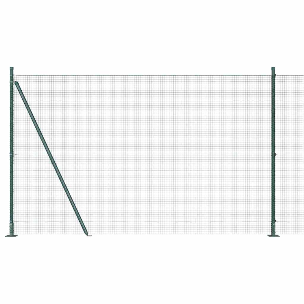 Recinzione Metallica Saldata Verde con Pali e Base in Cemento 25x1,5 m