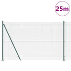 Recinzione Metallica Saldata Verde con Pali e Base in Cemento 25x1,5 m