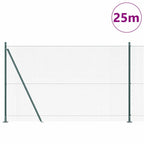 Recinzione Metallica Saldato Verde 25 x 1,6 m con Pali e Base in Cemento
