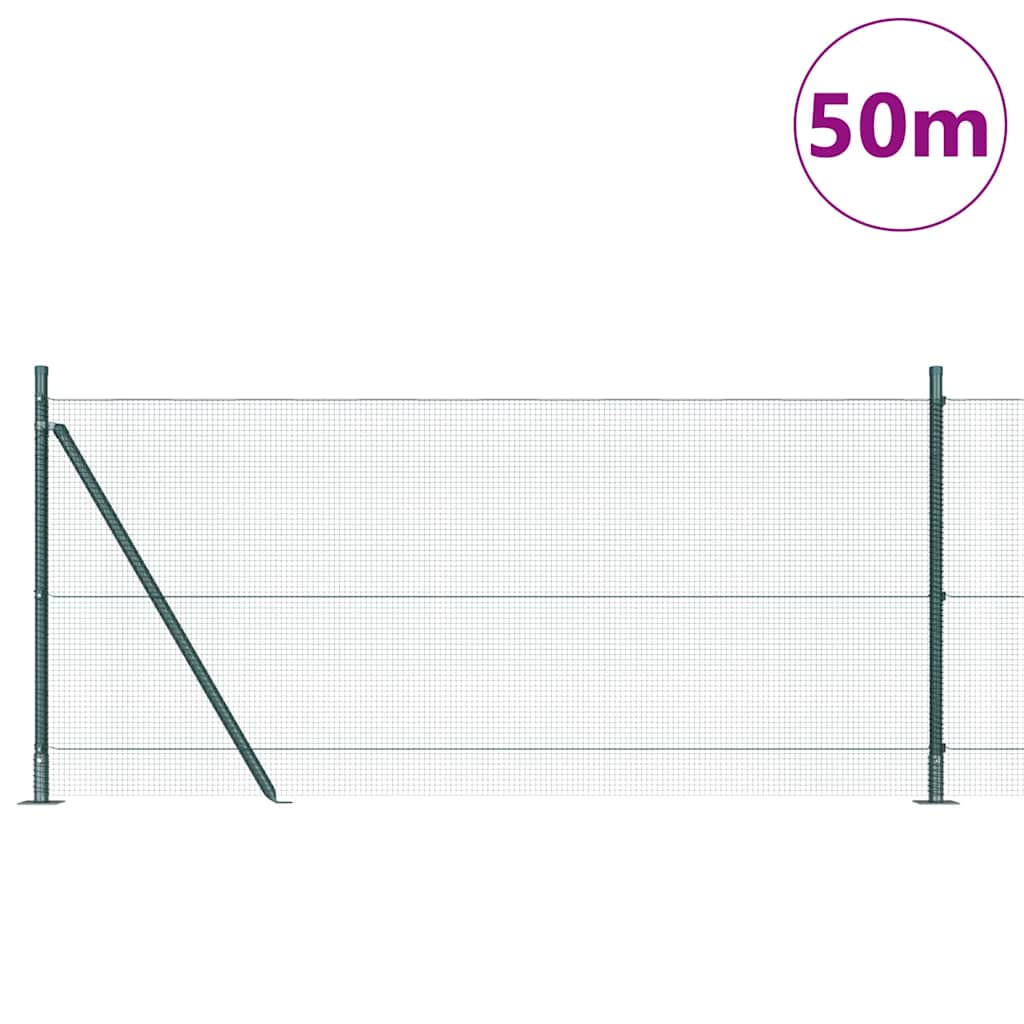 Recinzione Metallica Saldato con Base in Cemento 50 x 1 m Verde