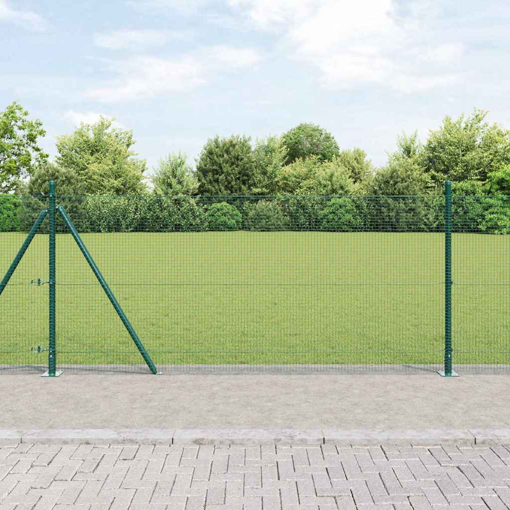 Recinzione Metallica Saldata Verde con Base in Cemento 50 x 1 m