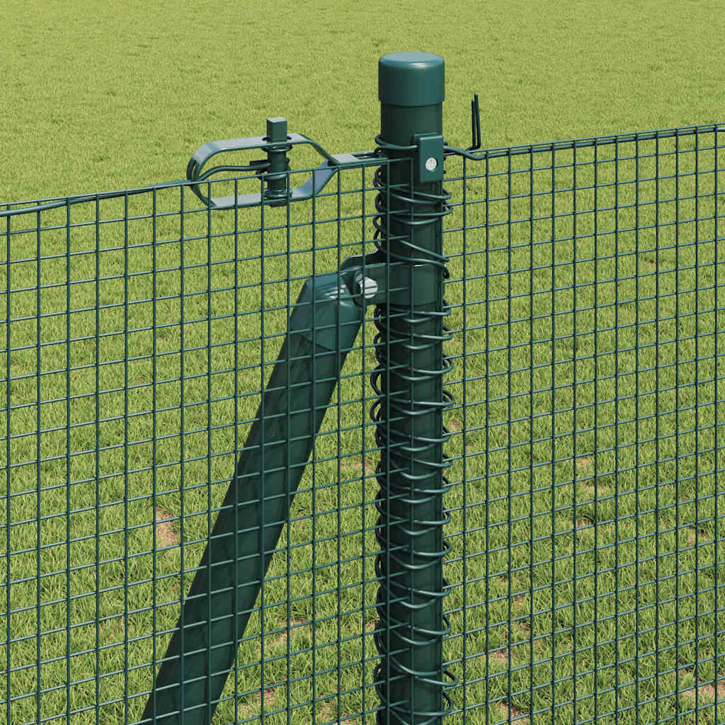 Recinzione Metallica Saldata 50x1,2m con Pali in Acciaio e Base in Cemento - Verde
