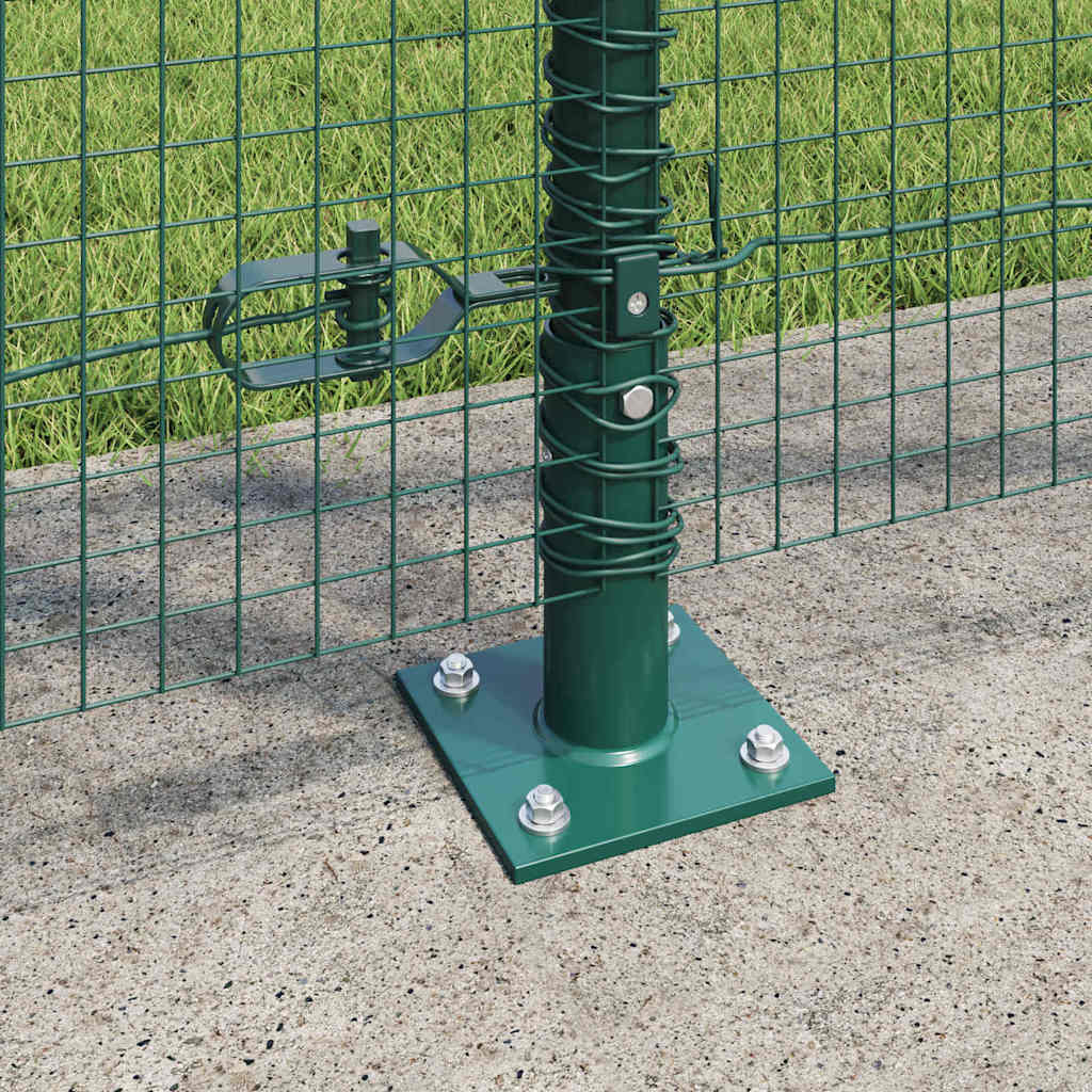 Recinzione Metallica Saldata Verde 50 x 1,2 m con Pali e Base in Cemento