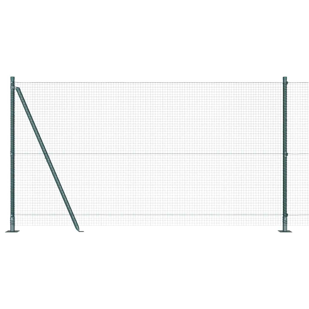 Recinzione Metallica Saldata Verde 50 x 1,2 m con Pali e Base in Cemento