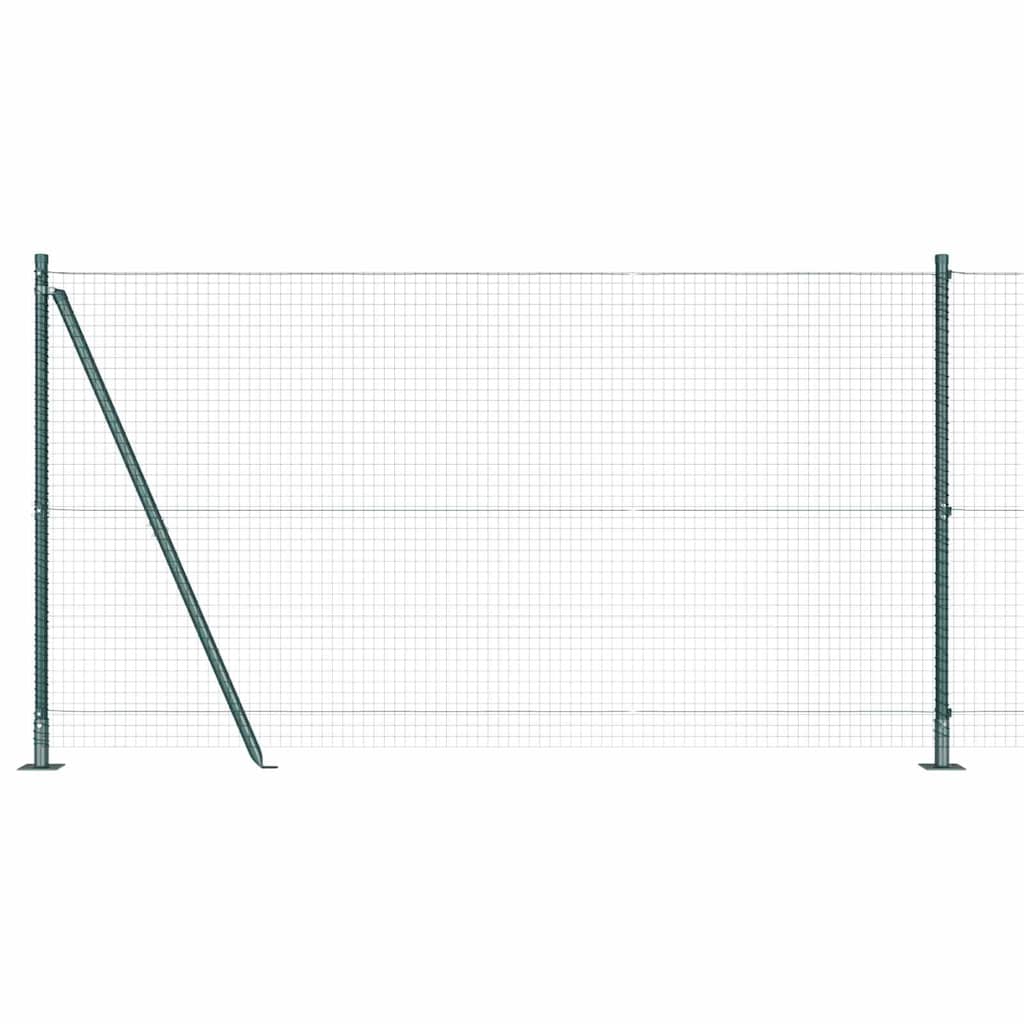 Recinzione Metallica Saldata Verde 50 x 1,2 m con Pali e Base in Cemento