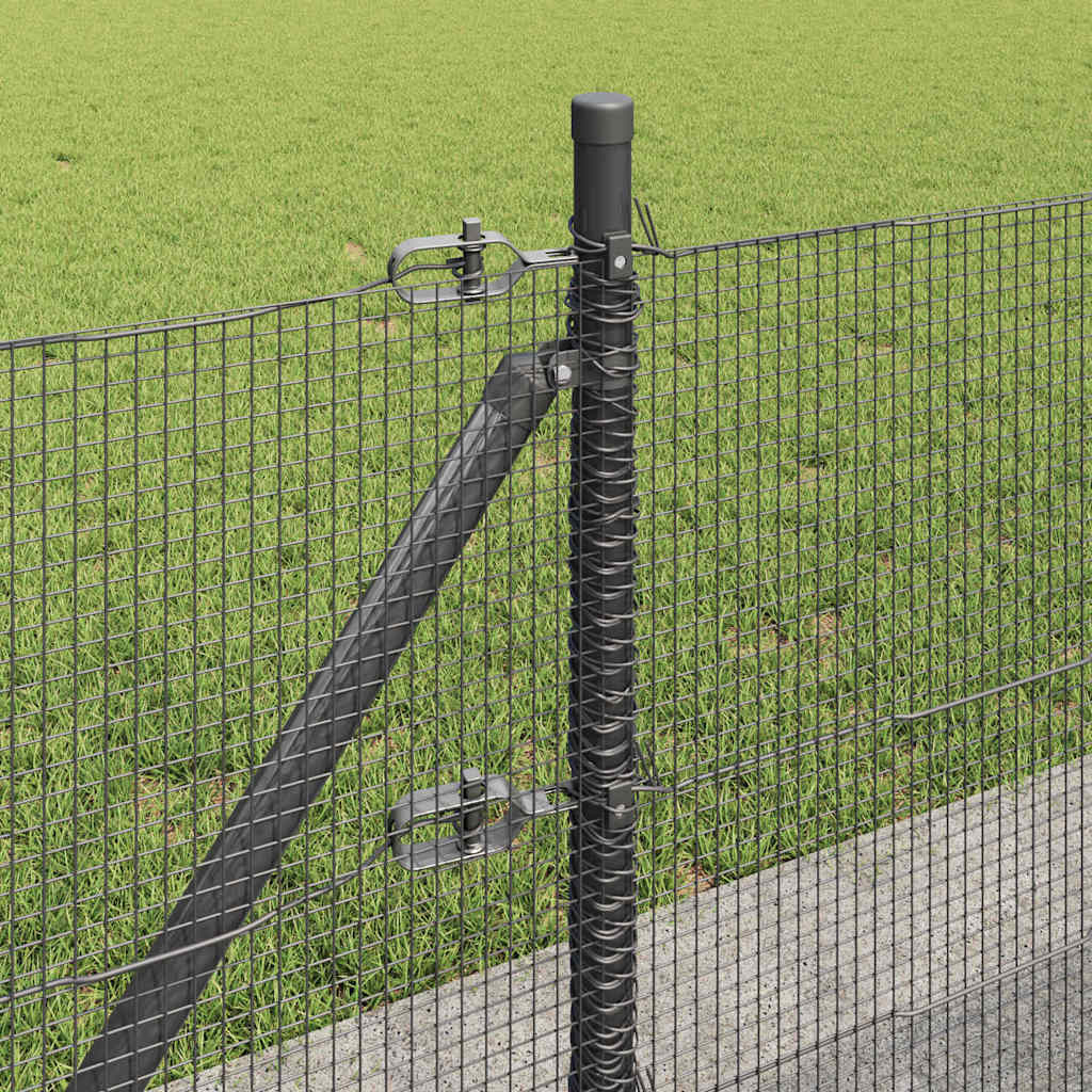 Recinzione Metallica Saldato in Acciaio con Pali e Base in Cemento 10 x 0,6 m