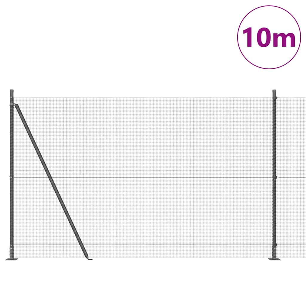 Recinzione Metallica Elettrosaldata con Pali e Base in Cemento 10x1,4m