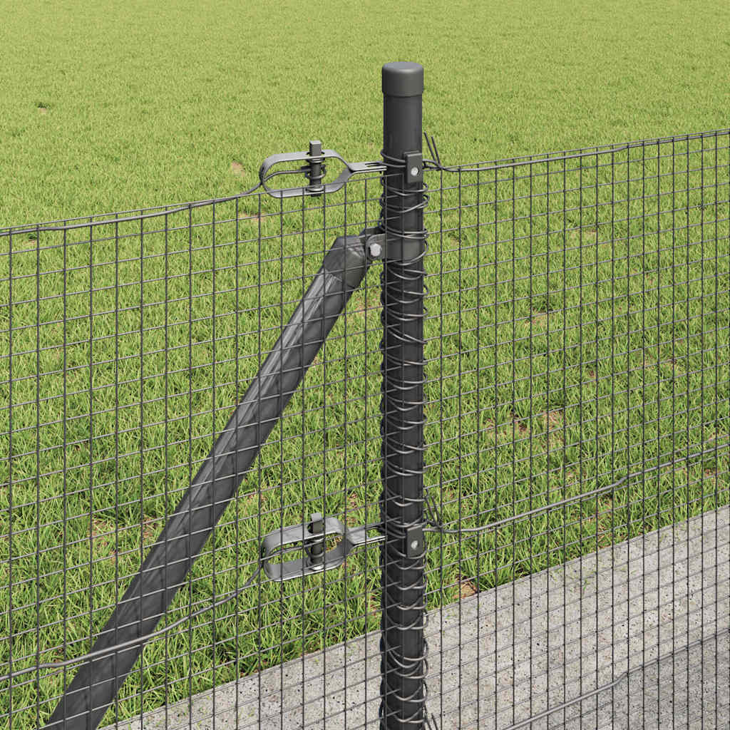 Recinzione Metallica Saldata con Pali e Base in Cemento 25x0,4 m