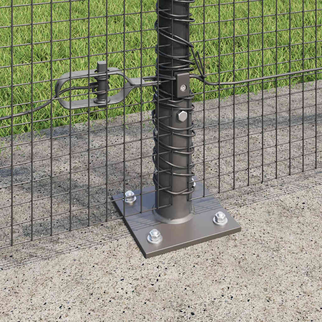 Recinzione Metallica Saldata 25x1,5 m con Pali e Base in Cemento