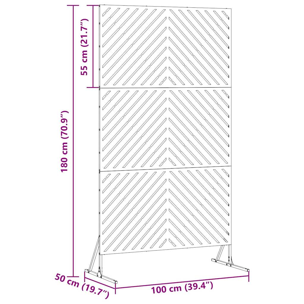 Schermo Privacy Antracite 100 x 50 x 180 cm Acciaio