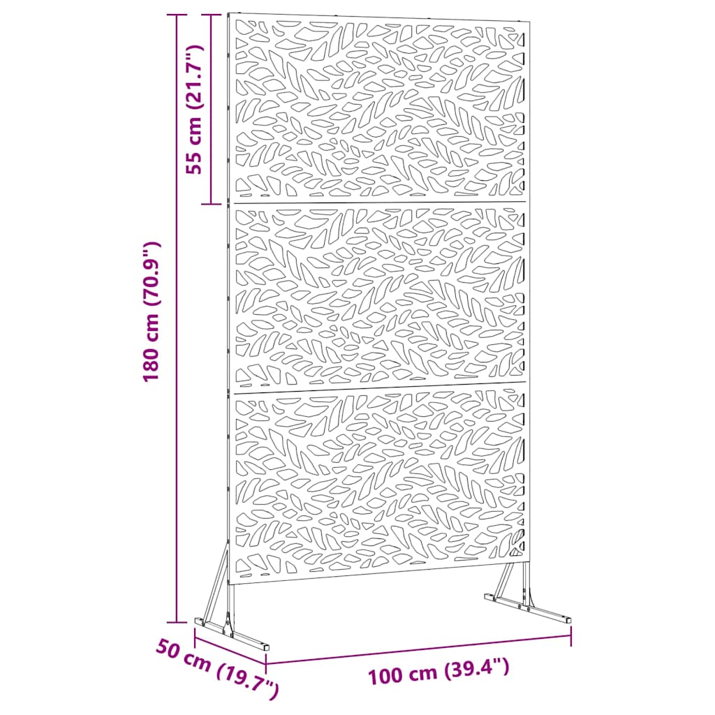 Schermo Privacy Nero 100 x 50 x 180 cm Acciaio