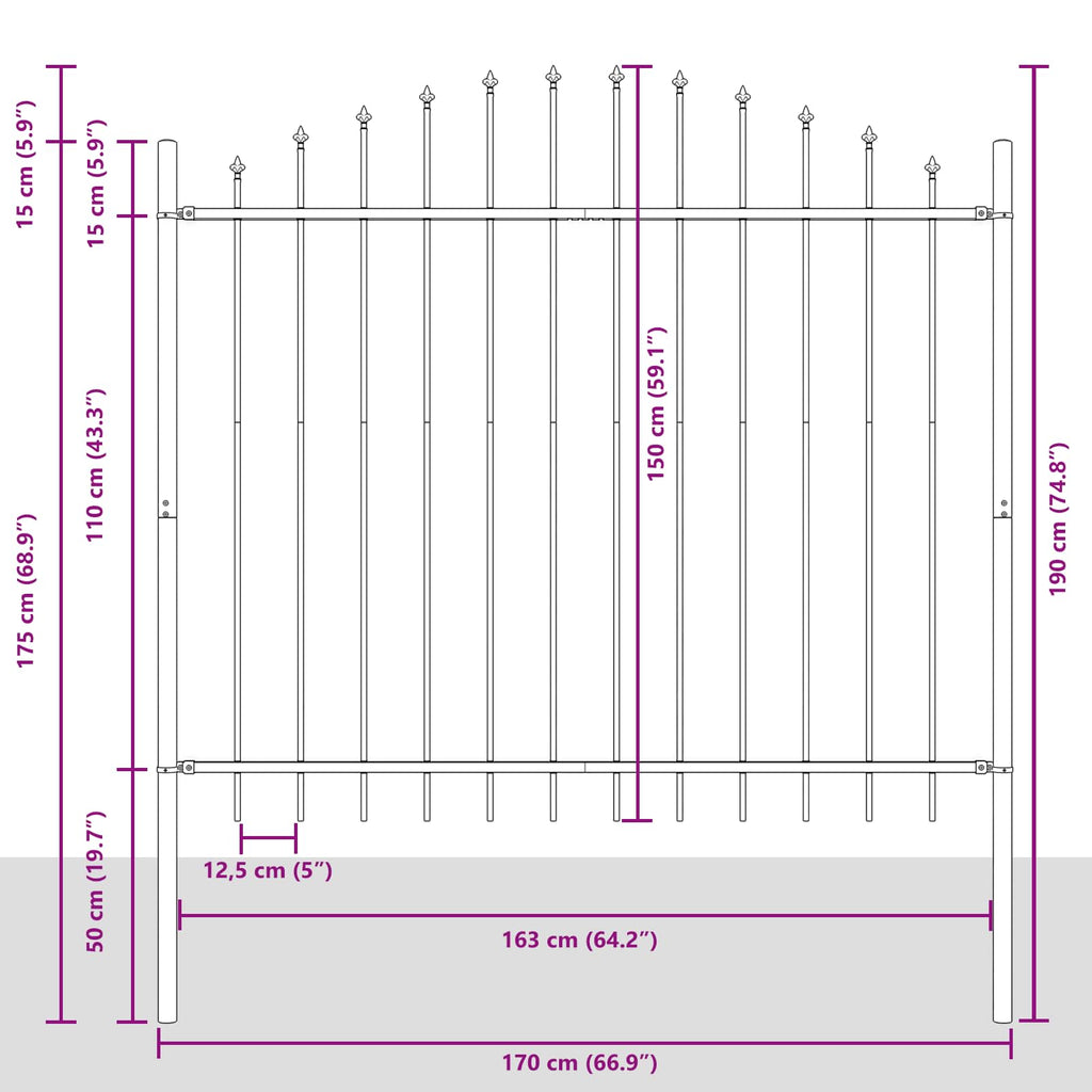 Recinzione per Giardino Woerden Grigio 170 x 190 cm