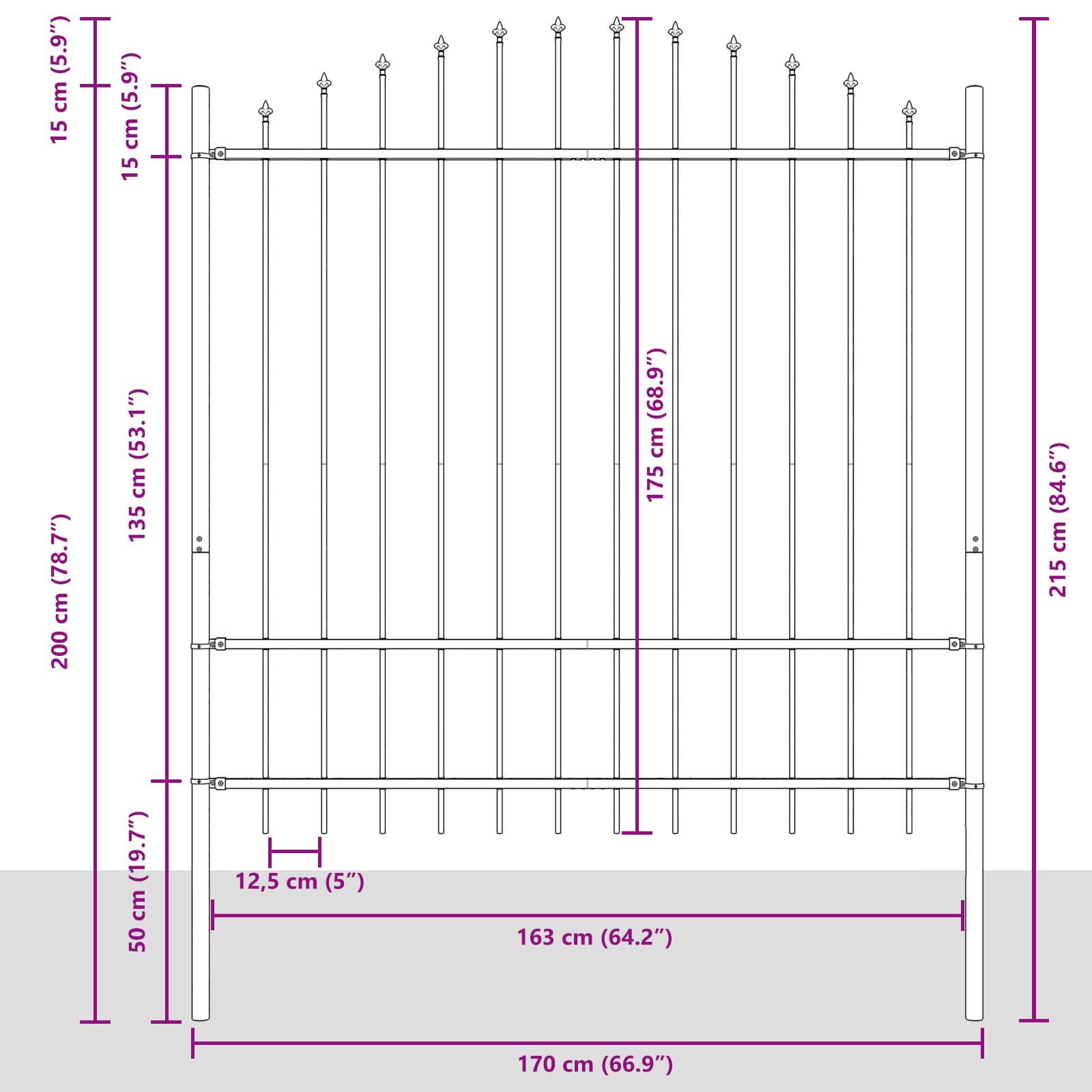 Recinzione da Giardino Woerden Grigio 170 x 215 cm