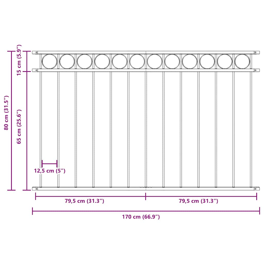 Elemento Recinzione ASSEN Grigio 170 x 80 cm Acciaio