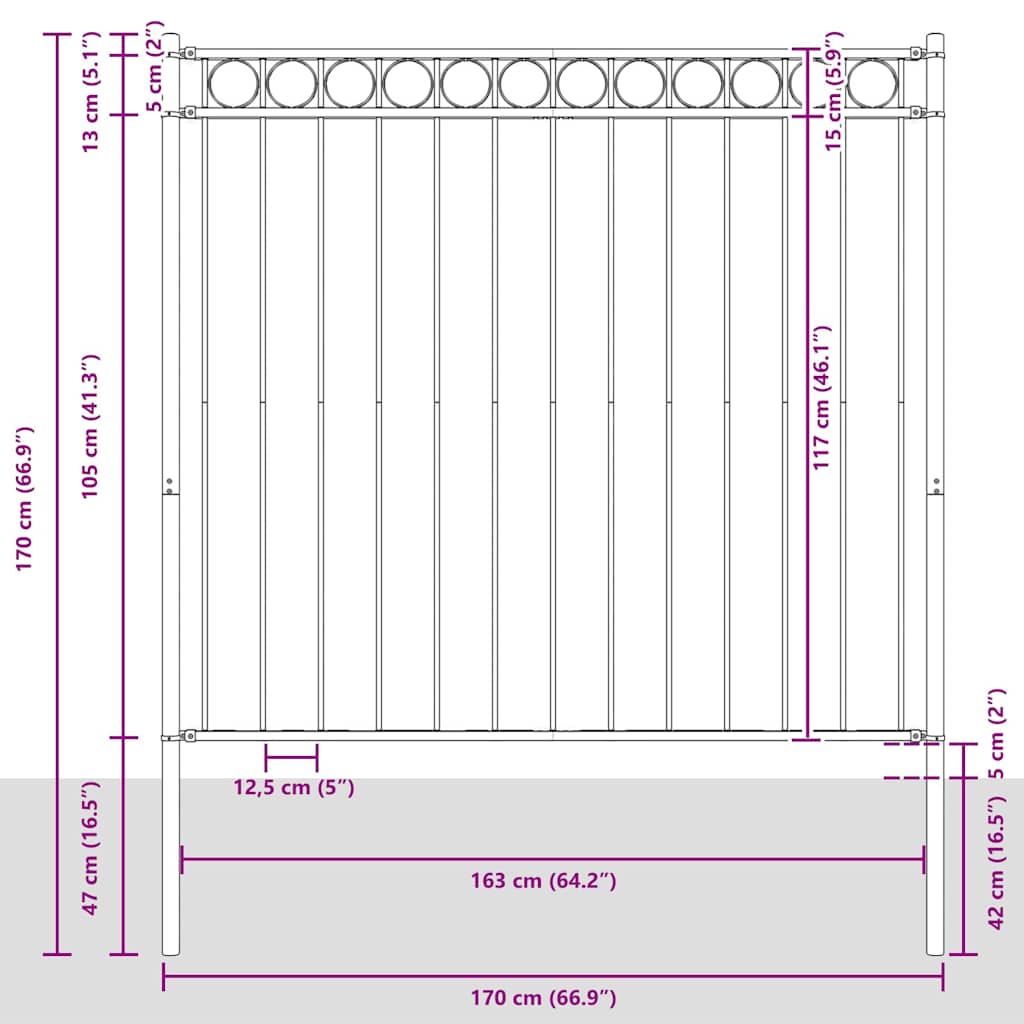 Elemento Recinzione ASSEN Bianco 170 x 170 cm Acciaio