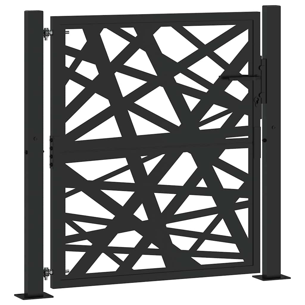 Cancello da giardino nero 100x100 cm in acciaio corten design laser