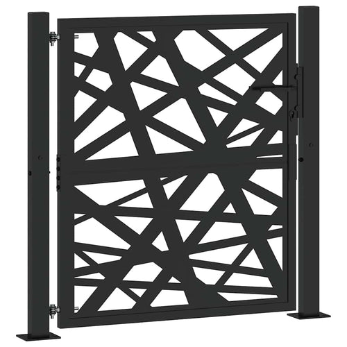 Cancello da giardino nero 100x100 cm in acciaio corten design laser