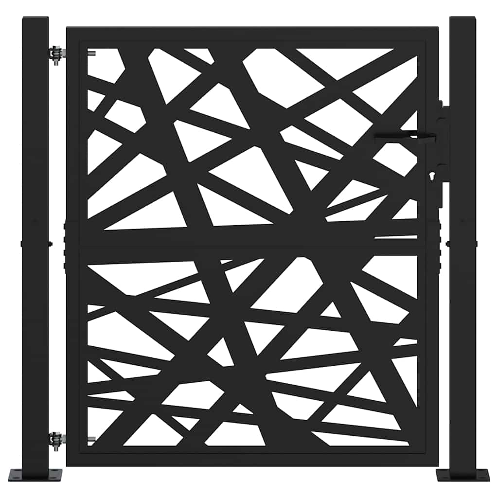 Cancello da giardino nero 100x100 cm in acciaio corten design laser