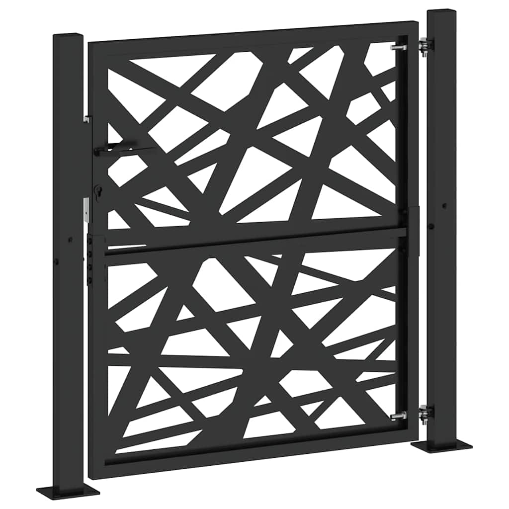 Cancello da giardino nero 100x100 cm in acciaio corten design laser