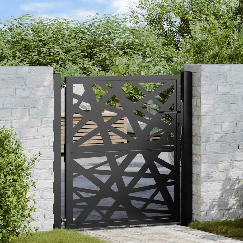 Cancello da giardino nero 100x100 cm in acciaio corten design laser