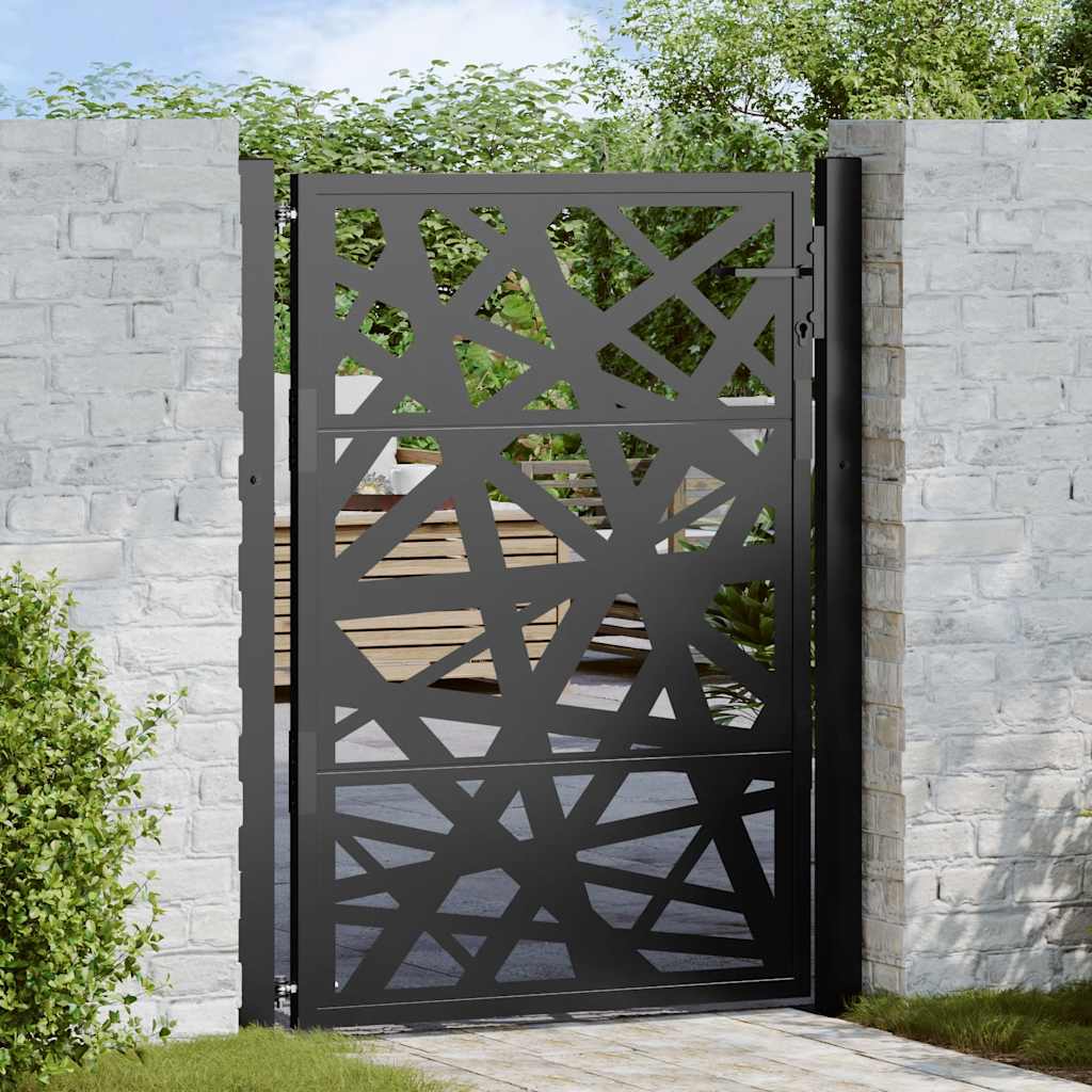 Cancello da giardino nero 100x125 cm in acciaio design tagliato al laser