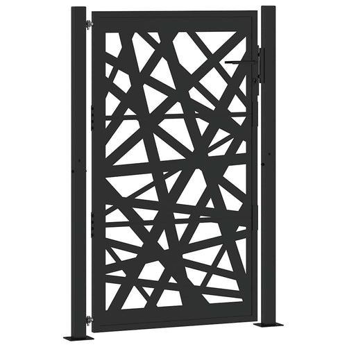 Cancello da giardino nero 100x150 cm in acciaio design taglio laser