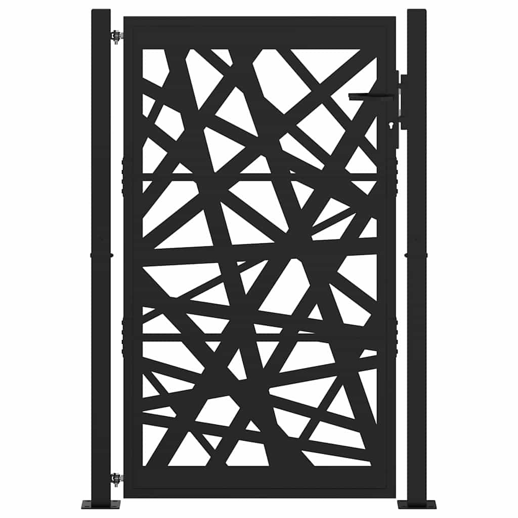 Cancello da giardino nero 100x150 cm in acciaio design taglio laser