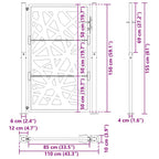 Cancello da giardino nero 100x150 cm in acciaio design taglio laser