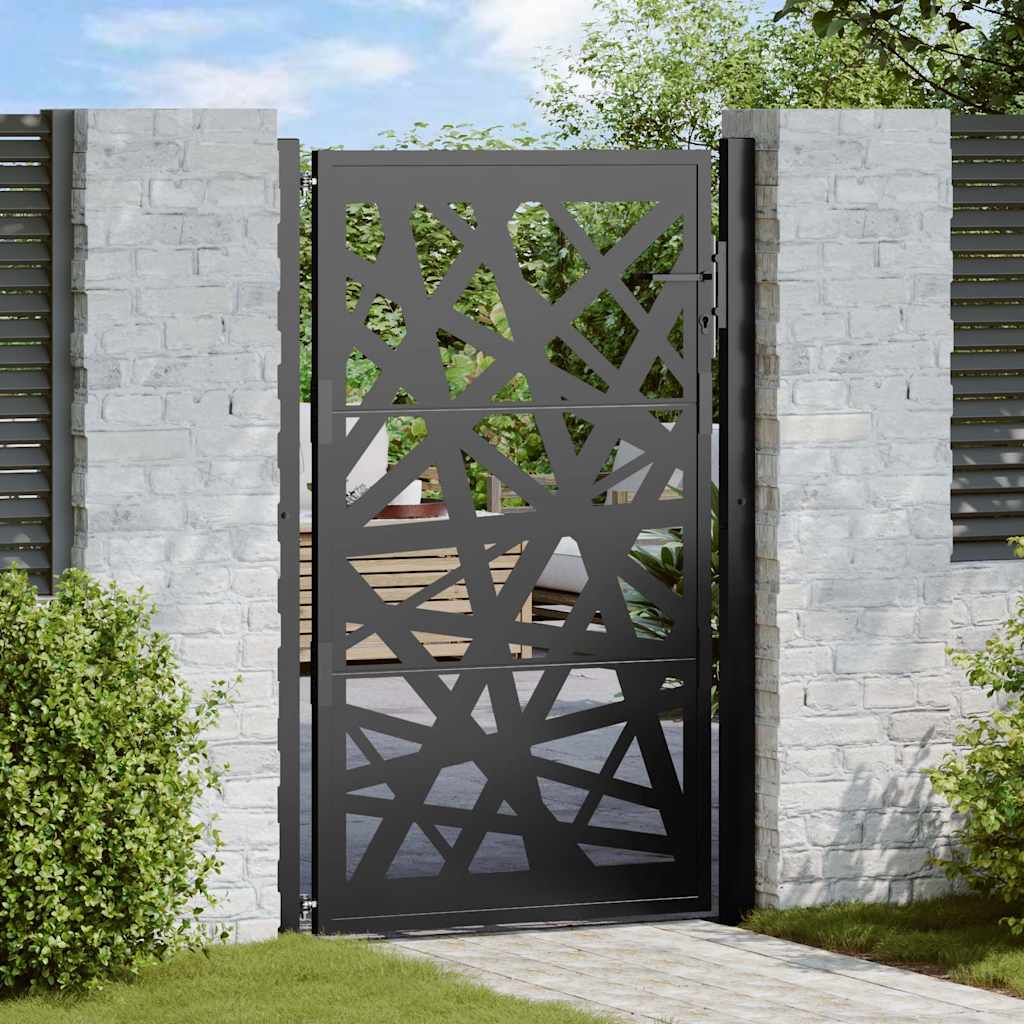Cancello da giardino nero 100x150 cm in acciaio design taglio laser