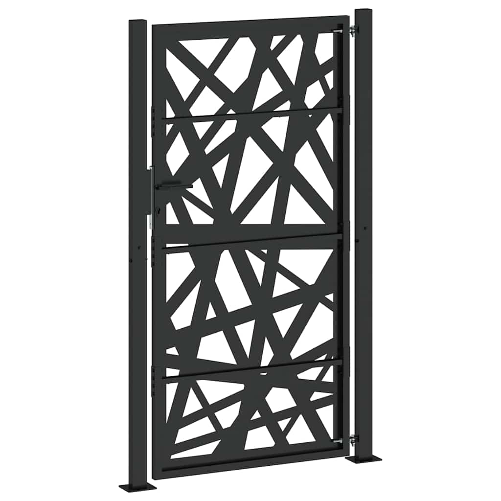 Cancello da giardino nero 100x175 cm in acciaio design tagliato al laser