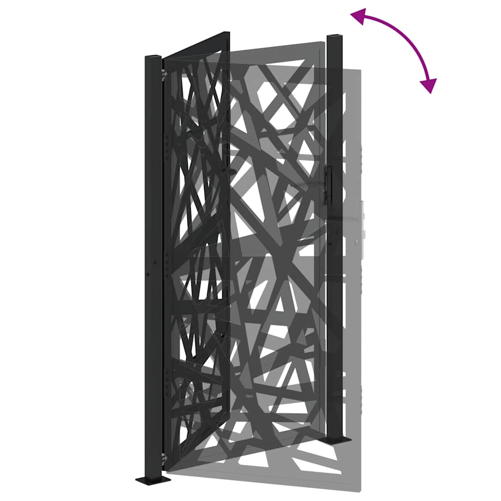 Cancello da giardino nero 100x175 cm in acciaio design tagliato al laser