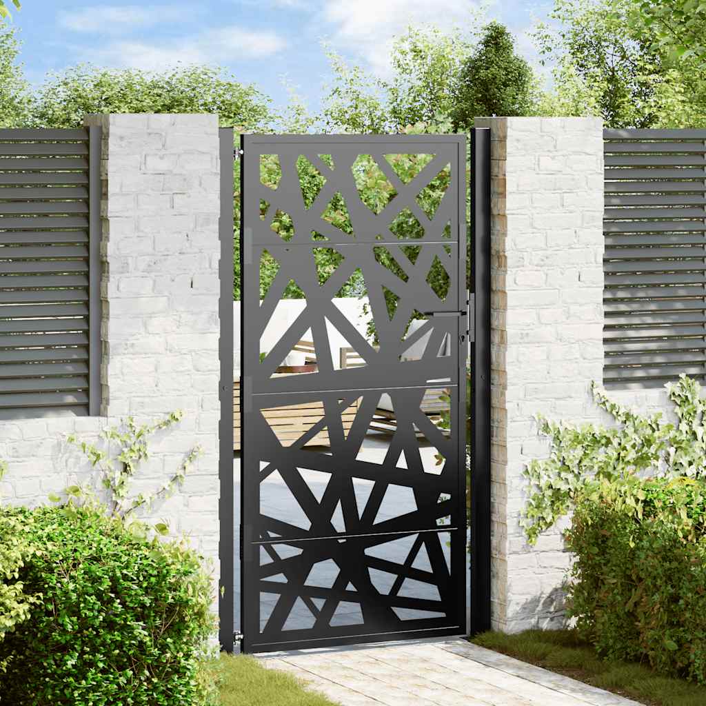 Cancello da giardino nero 100x175 cm in acciaio design tagliato al laser