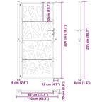 Cancello da giardino nero 100x200 cm in acciaio design tagliato al laser