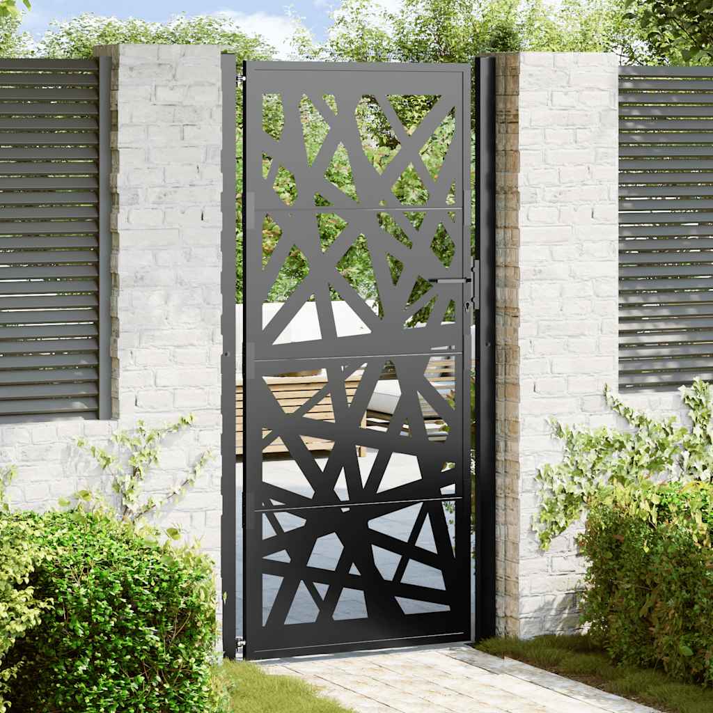 Cancello da giardino nero 100x200 cm in acciaio design tagliato al laser