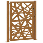 Cancello da giardino 100x125 cm in acciaio corten design tagliato al laser