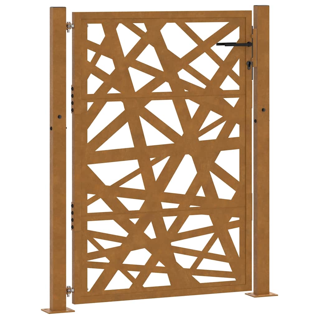 Cancello da giardino 100x125 cm in acciaio corten design tagliato al laser