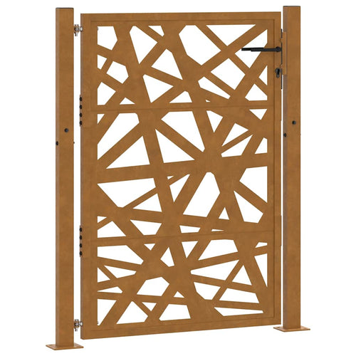 Cancello da giardino 100x125 cm in acciaio corten design tagliato al laser