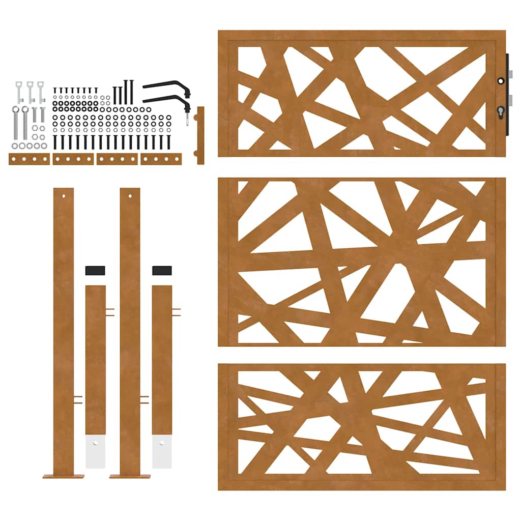 Cancello da giardino 100x125 cm in acciaio corten design tagliato al laser