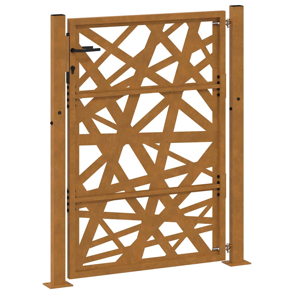 Cancello da giardino 100x125 cm in acciaio corten design tagliato al laser