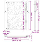 Cancello da giardino 100x125 cm in acciaio corten design tagliato al laser