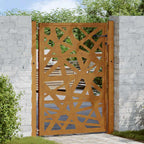 Cancello da giardino 100x125 cm in acciaio corten design tagliato al laser