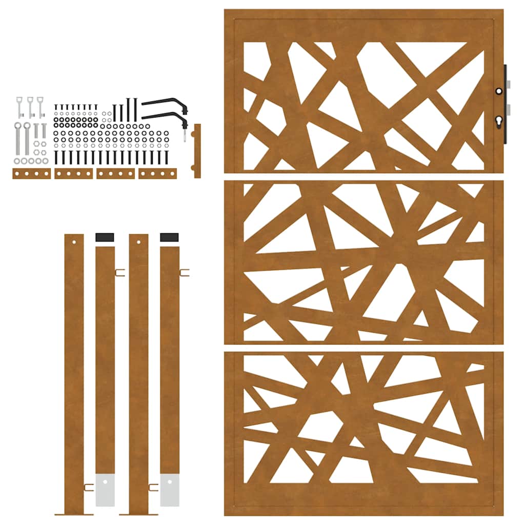 Cancello da giardino 100x150 cm in acciaio corten design tagliato al laser