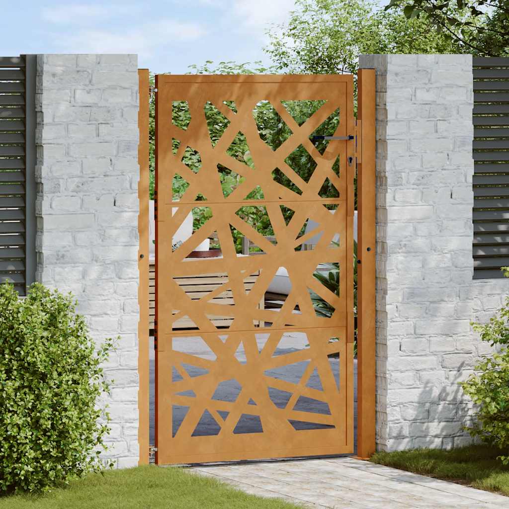 Cancello da giardino 100x150 cm in acciaio corten design tagliato al laser