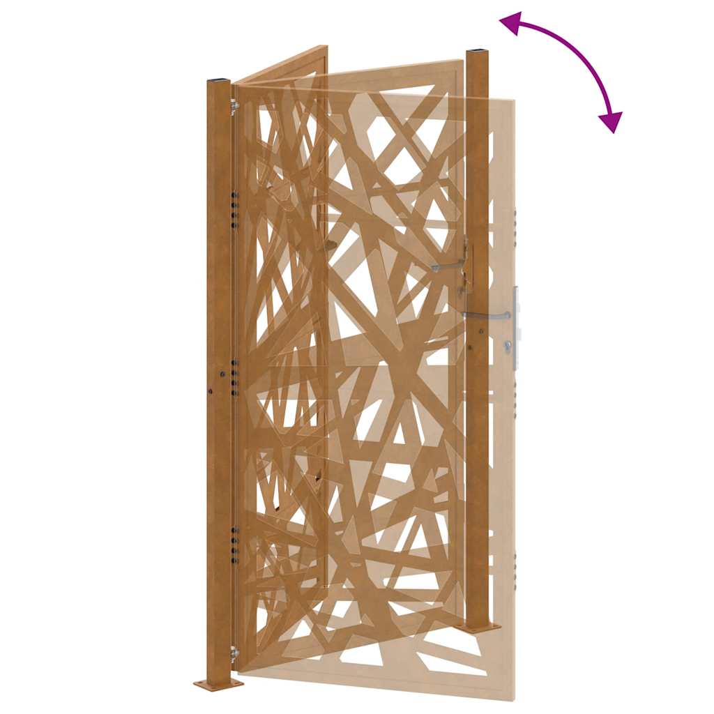 Cancello da giardino 100x175 cm in acciaio corten con design tagliato al laser