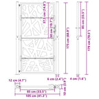 Cancello da giardino 100x175 cm in acciaio corten con design tagliato al laser