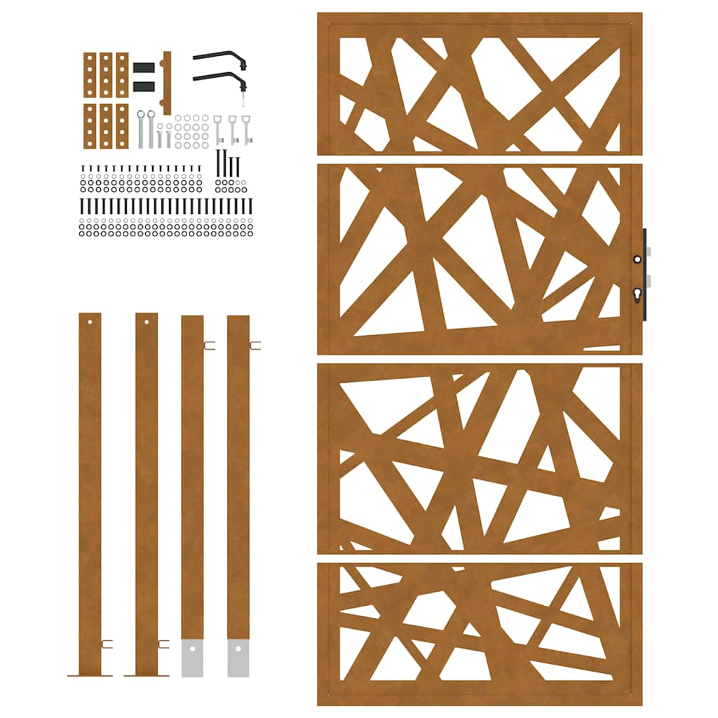 Cancello da giardino 100x200 cm in acciaio corten design tagliato al laser