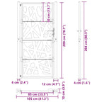 Cancello da giardino 100x200 cm in acciaio corten design tagliato al laser